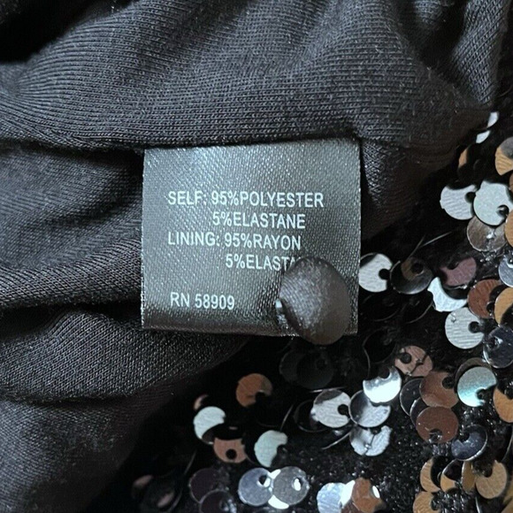 Alex Marie Sequined Blouse Stretch Short Sleeve Lined Party Top Black Womens XL - Picture 11 of 16